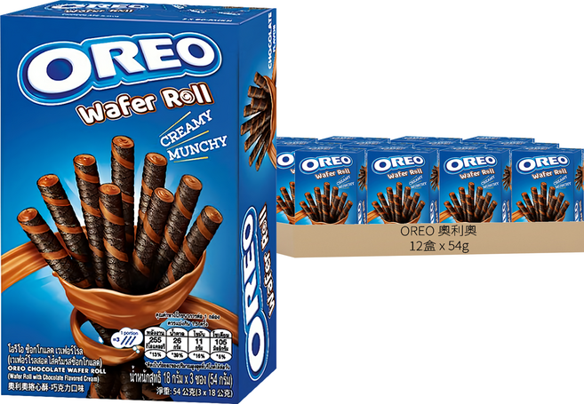 OREO 奧利奧 捲心酥 巧克力口味, 54g, 12盒