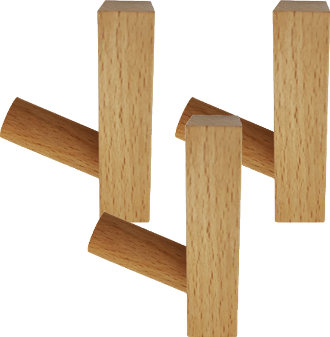 Life Shopping 來雪拚 免鑽孔實木掛勾, 櫸木, 3個