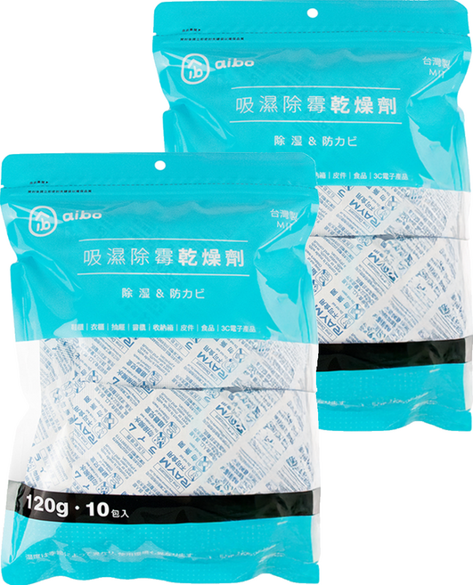 aibo 吸濕除霉乾燥劑 夾鍊袋裝 台灣製 10包, 1.2kg, 2袋