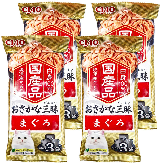 INABA CIAO 啾嚕 豪華魚三昧餐包, 鮪魚, 180g, 4袋