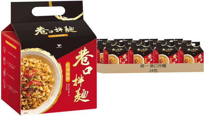 統一 巷口拌麵 紅油椒麻 105g, 24包