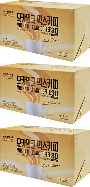 No Brand 三合一摩卡牛奶咖啡, 11g, 30條, 3盒