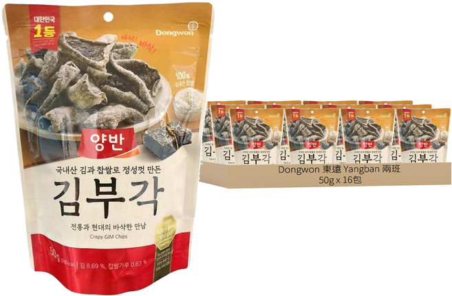 Dongwon 東遠 Yangban 兩班 海苔脆片 原味, 50g, 16包