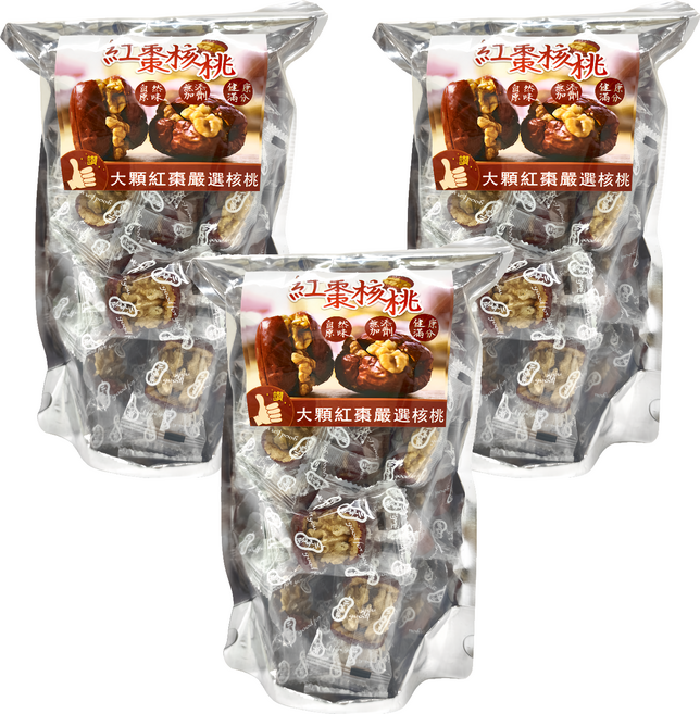 品鮮生活 紅棗核桃, 300g, 3袋