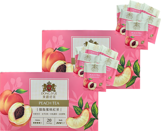 DONG JYUE 東爵好茶 胭脂蜜桃紅茶, 2g, 20包, 2盒