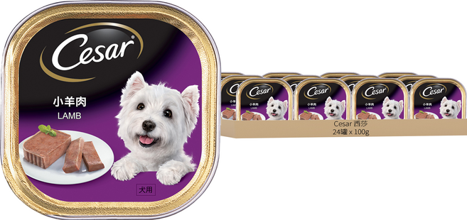 Cesar 西莎 精緻餐盒 狗罐頭, 小羊肉, 100g, 24罐