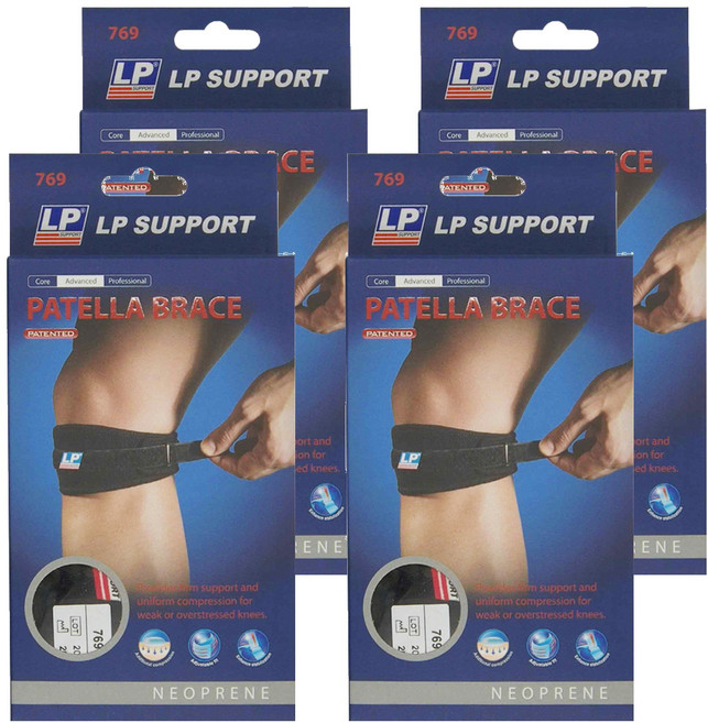 LP SUPPORT 髕腱墊片加壓束帶 髕骨帶 769, 黑色, 4個