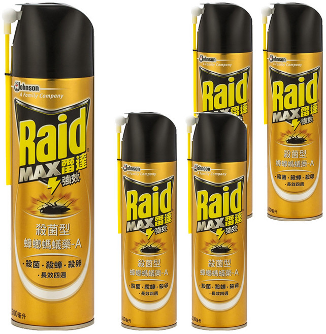 Raid 雷達 殺菌型蟑螂螞蟻藥, 500ml, 5罐