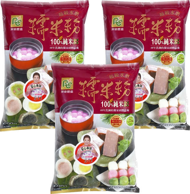 屏東農產 糯米粉, 600g, 3包