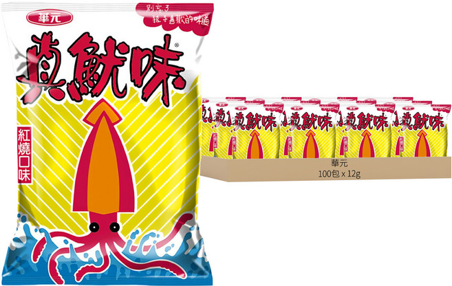 華元 真魷味 紅燒口味, 12g, 100包