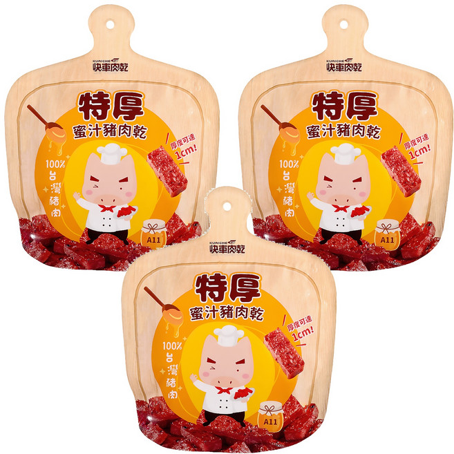 快車肉乾 招牌特厚蜜汁豬肉乾 A11, 200g, 3包