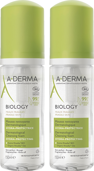 A-DERMA 艾芙美 新葉三效潔膚慕斯 溫和保濕 深層清潔毛孔髒污與淡妝, 150ml, 2瓶