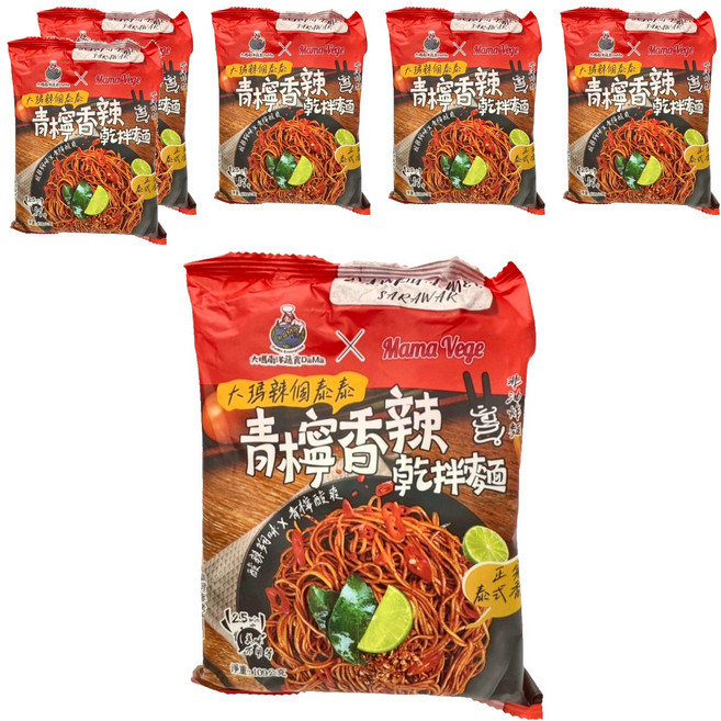 DaMa 大瑪南洋蔬食 大瑪辣個泰泰 青檸香辣乾拌麵 109g, 6包
