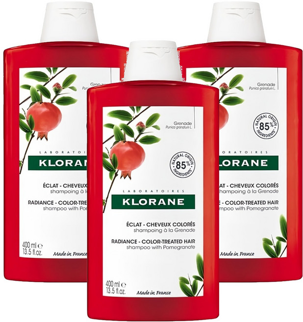 KLORANE 蔻蘿蘭 護色亮澤洗髮精 紅石榴萃取 亮麗髮色 溫和不掉色 秀髮柔順, 400ml, 3件