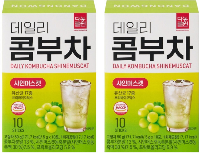 Danongwon 乳酸菌康普茶 麝香葡萄, 2盒, 10包, 5g