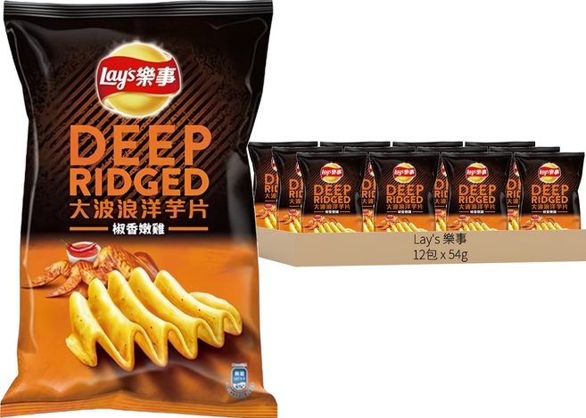 Lay's 樂事 大波浪洋芋片 椒香嫩雞, 54g, 12包
