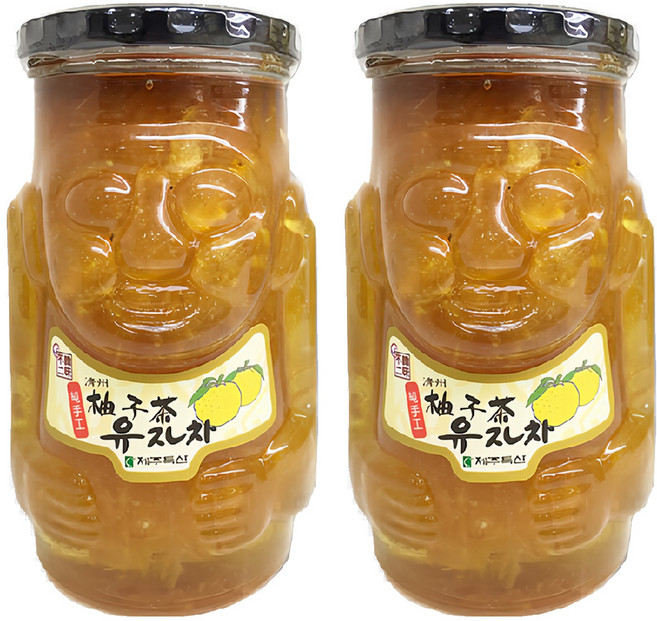 韓味不二 濟州柚子茶 果醬, 1kg, 2罐, 1入