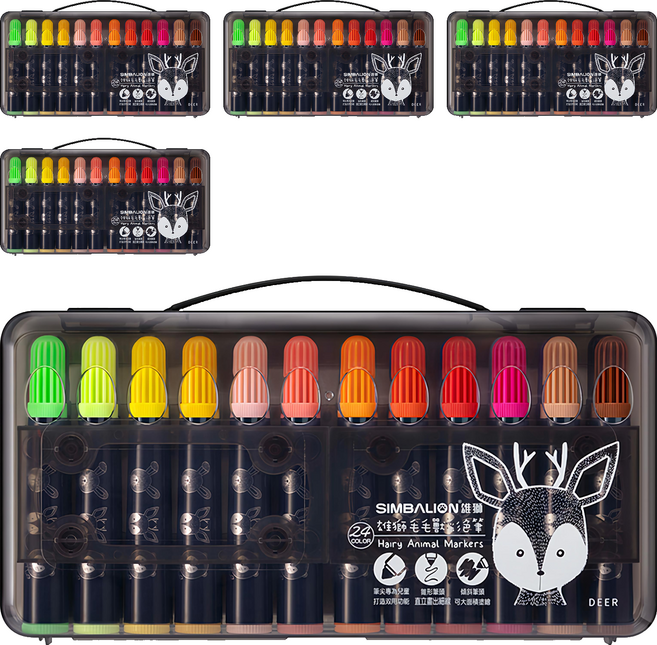 SIMBALION 雄獅 毛毛獸彩色筆, 毛毛獸 24色, 5盒