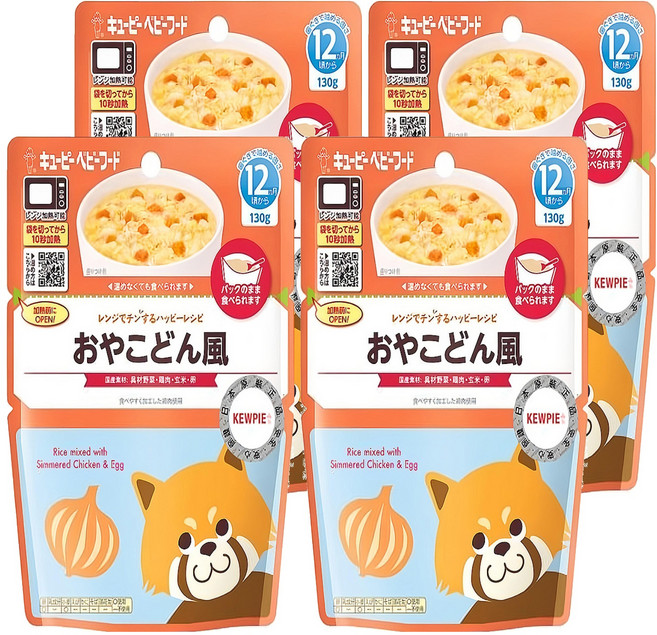 Kewpie 野菜雞肉親子丼飯 12M 130g 寶寶副食品 營養美味好吸收, 雞肉親子丼飯, 4包