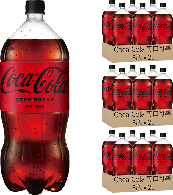 Coca-Cola 可口可樂 Zero, 2L, 18瓶