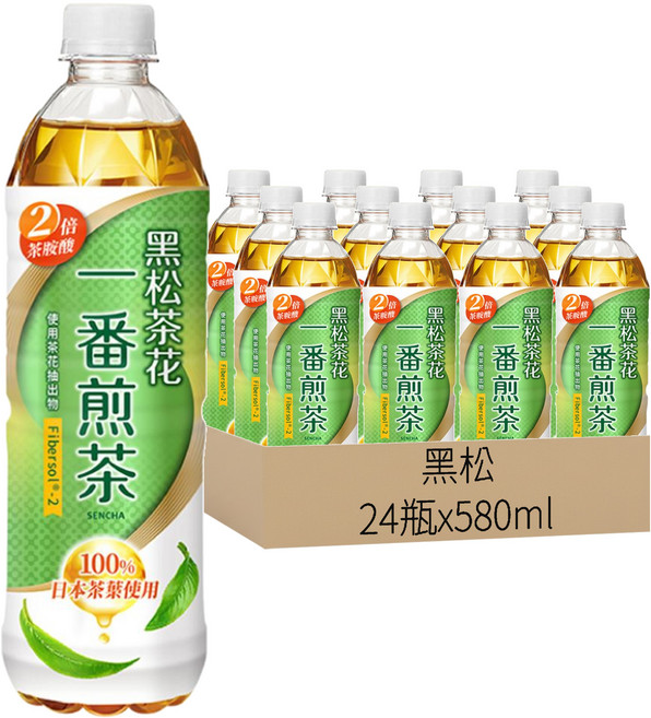 黑松茶花 一番煎茶, 580ml, 24瓶