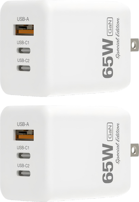 POLYWELL 寶利威爾 65W三孔PD快充頭 PW15-T05-A104, 2個
