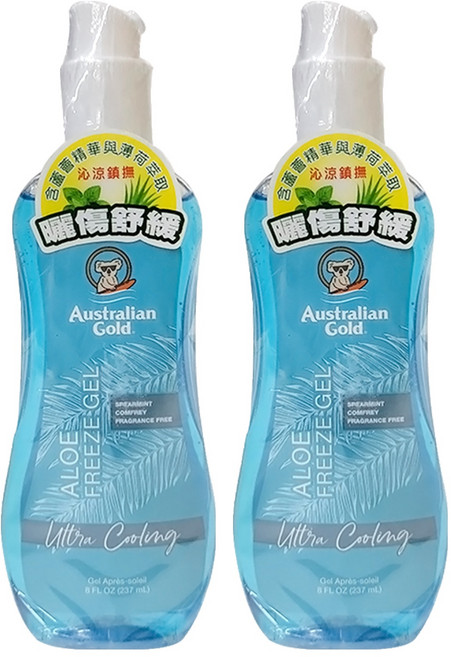 Australian Gold 金色澳洲 台灣公司貨 沁涼蘆薈曬傷急救凝膠, 237ml, 2瓶