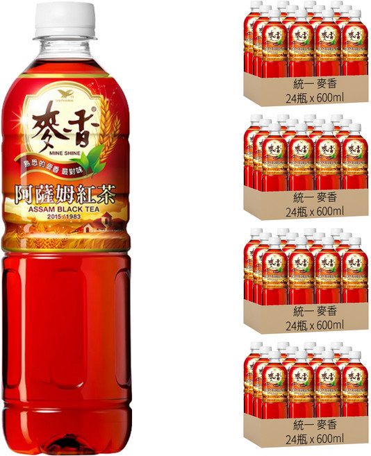 統一 麥香 阿薩姆紅茶, 600ml, 96瓶