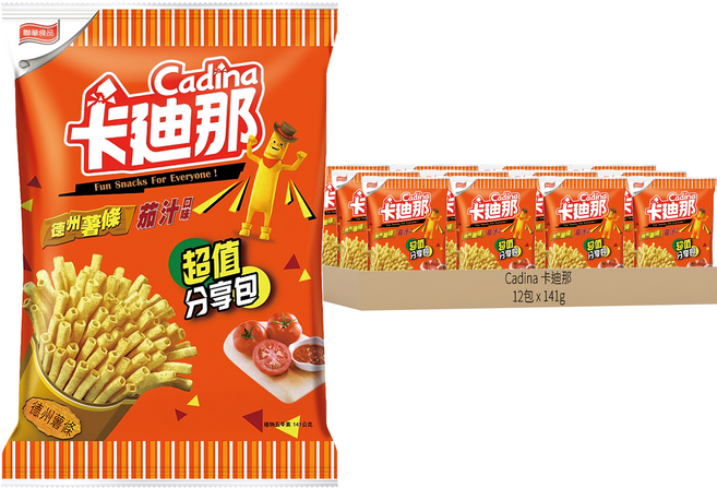 Cadina 卡迪那 德州薯條 茄汁口味, 141g, 12包
