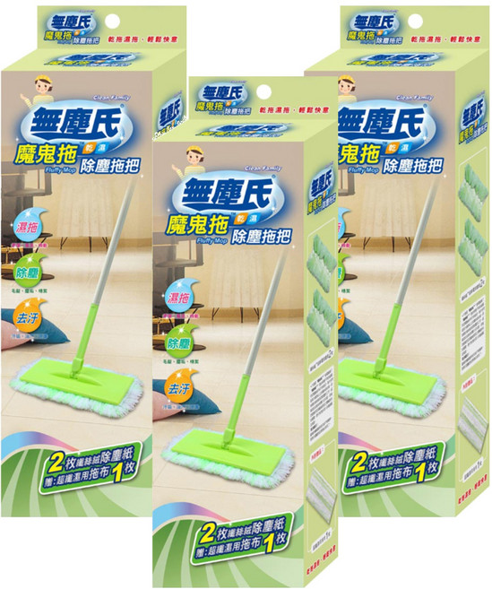 無塵氏 魔鬼拖 乾濕除塵拖把, 3盒