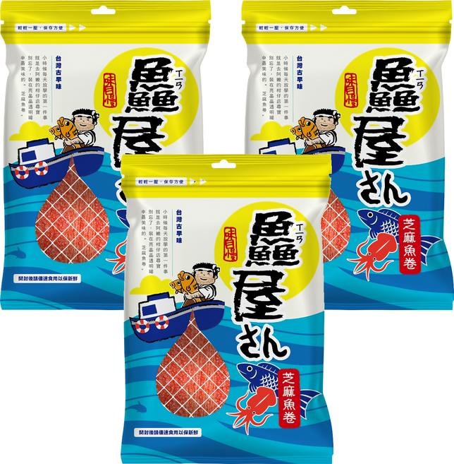 鱻屋 芝麻魚捲, 130g, 3包
