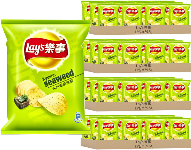 Lay's 樂事 洋芋片 九州岩燒海苔, 59.5g, 48包