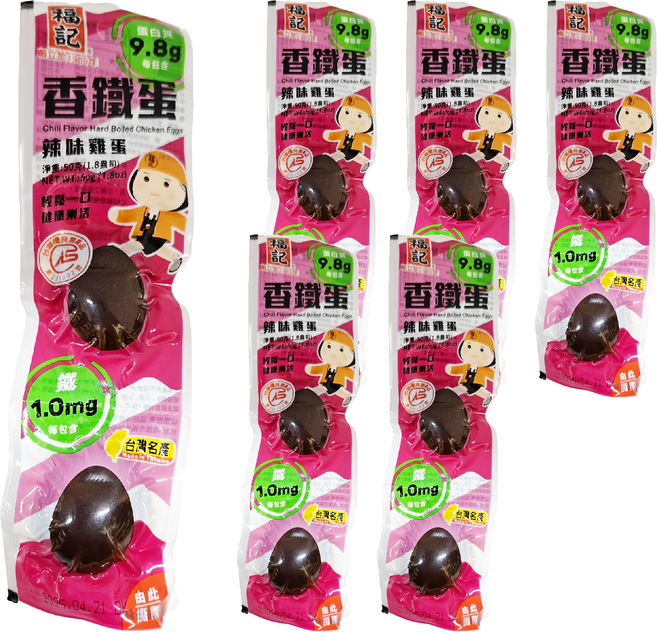 福記 香鐵蛋 辣味雞蛋 2顆, 50g, 6包