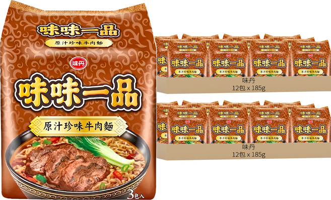 味丹 味味一品 原汁珍味牛肉麵 185g, 24包
