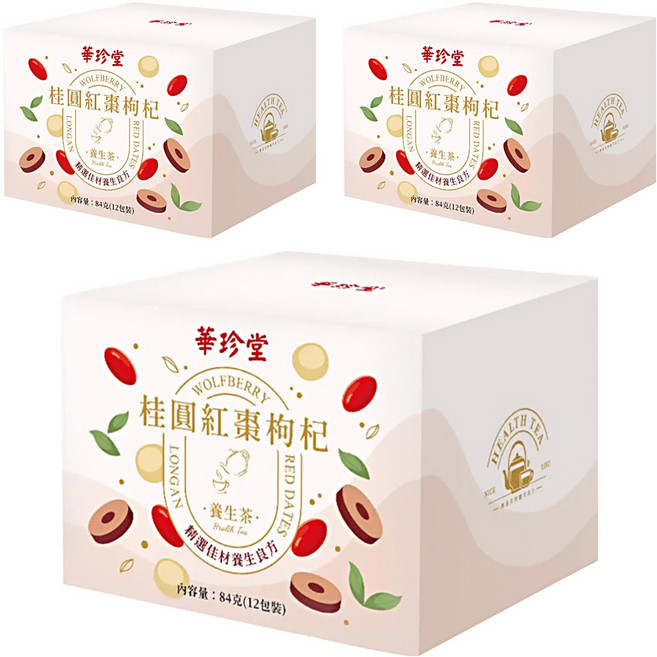仁濟中藥 華珍堂 桂圓紅棗枸杞養生茶, 7g, 12包, 3盒