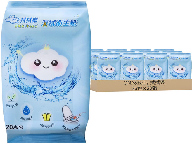 OMA&Baby 拭拭樂 濕拭衛生紙, 1入, 36包