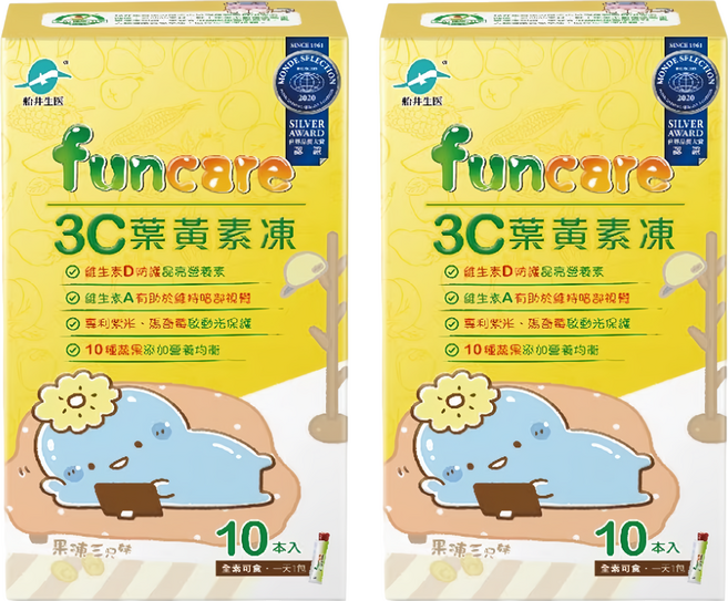 funcare 船井生醫 3C葉黃素凍 果凍三兄妹盞哥款, 10條, 15g, 2盒