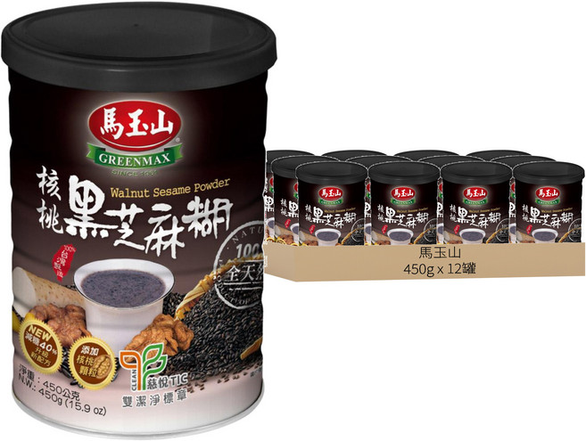 馬玉山 核桃黑芝麻糊, 450g, 1入, 12罐