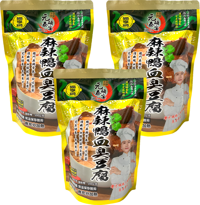 元泰碩宴 麻辣鴨血臭豆腐, 600g, 3包