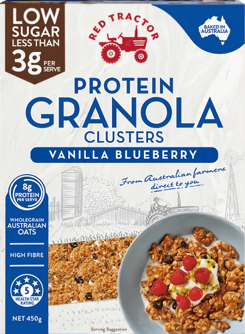 RED TRACTOR 紅色拖拉機 低糖烘烤堅果穀物燕麥片 香草藍莓, 450g, 1盒