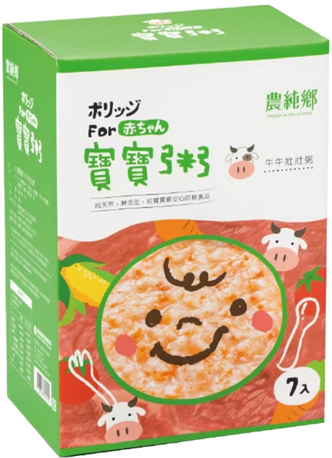 農純鄉 牛牛壯壯粥 6個月以上 7包, 1.05kg, 1盒