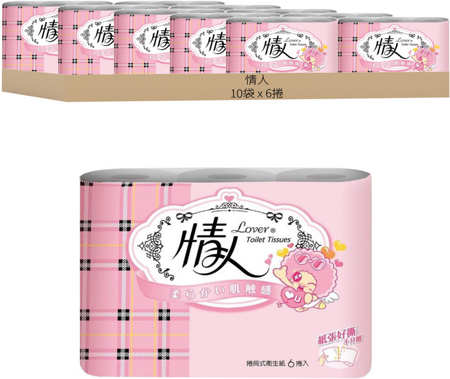 情人 捲筒式衛生紙, 6捲, 10袋
