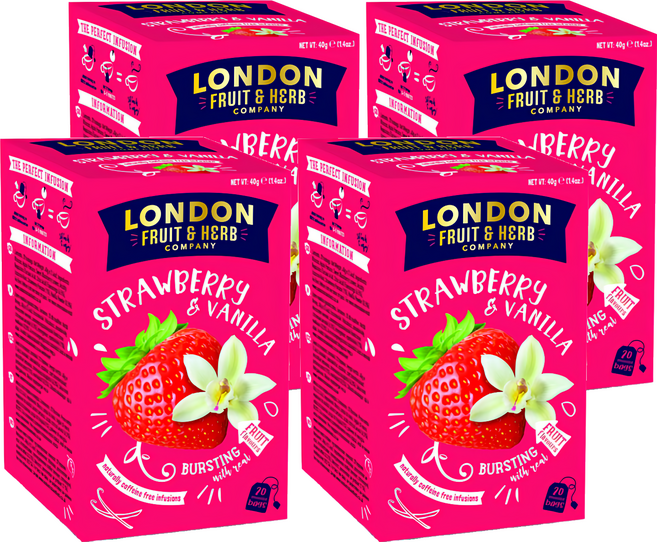 LONDON F&H 芙賀茶 草莓香草 無咖啡因, 2g, 20包, 4盒