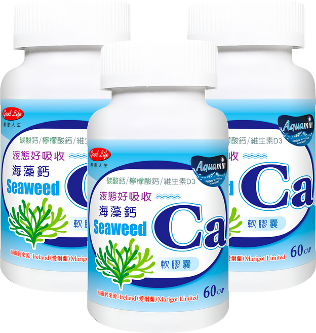 good Life 得意人生 海藻鈣軟膠囊, 60顆, 3罐