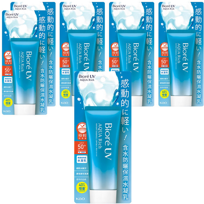 Biore 蜜妮 台灣公司貨 含水防曬保濕水凝乳 SPF50+ PA++++, 70g, 6條