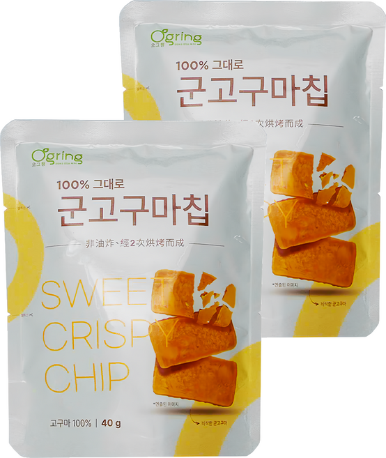 Ogring 無添加香烤地瓜脆片 原味, 40g, 2個