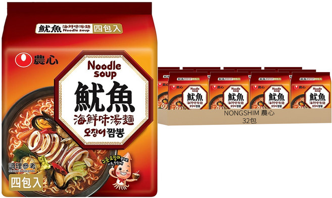 NONGSHIM 農心 魷魚海鮮味湯麵 124g, 32包