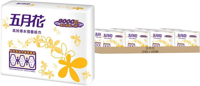 五月花 高效導水摺疊紙巾, 1入, 20包