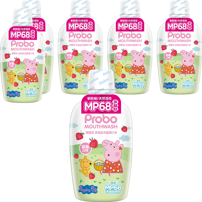 Probo 博寶兒 佩佩豬多益肽兒童漱口水 草莓口味, 500ml, 1入, 6瓶