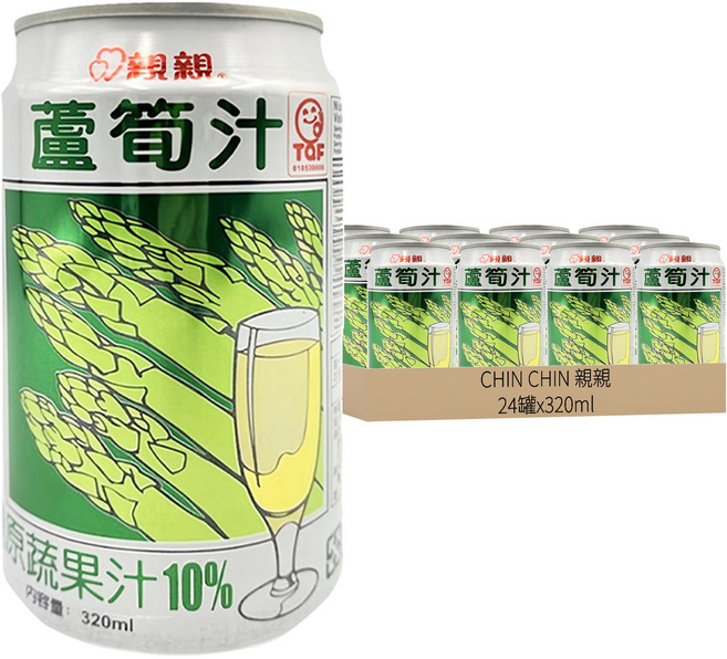 CHIN CHIN 親親 蘆筍汁, 320ml, 24罐